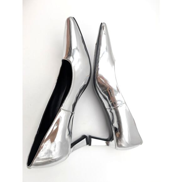 Steve Madden Nathalia Patent Leather Kitten Heels Women's Silver Metallic US8.5M - Picture 13 of 13